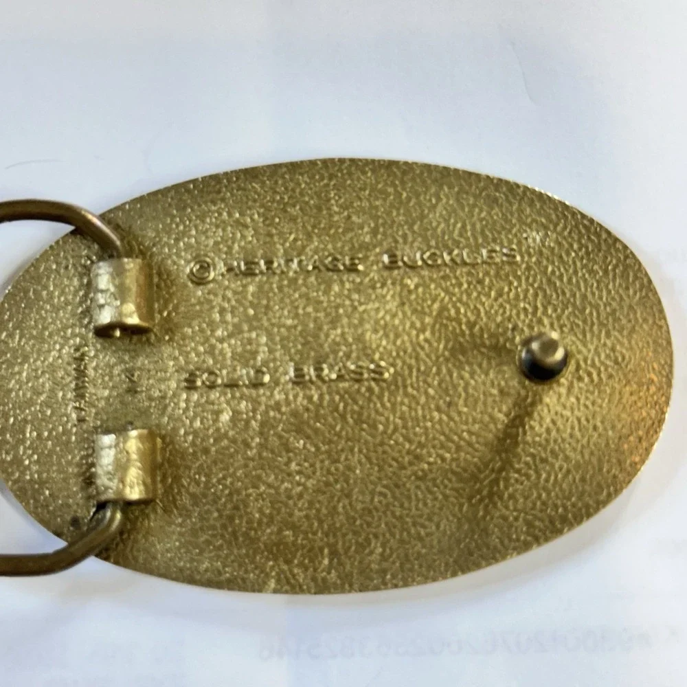 Blue Grass Solid Brass Belt Buckle made by Heritage